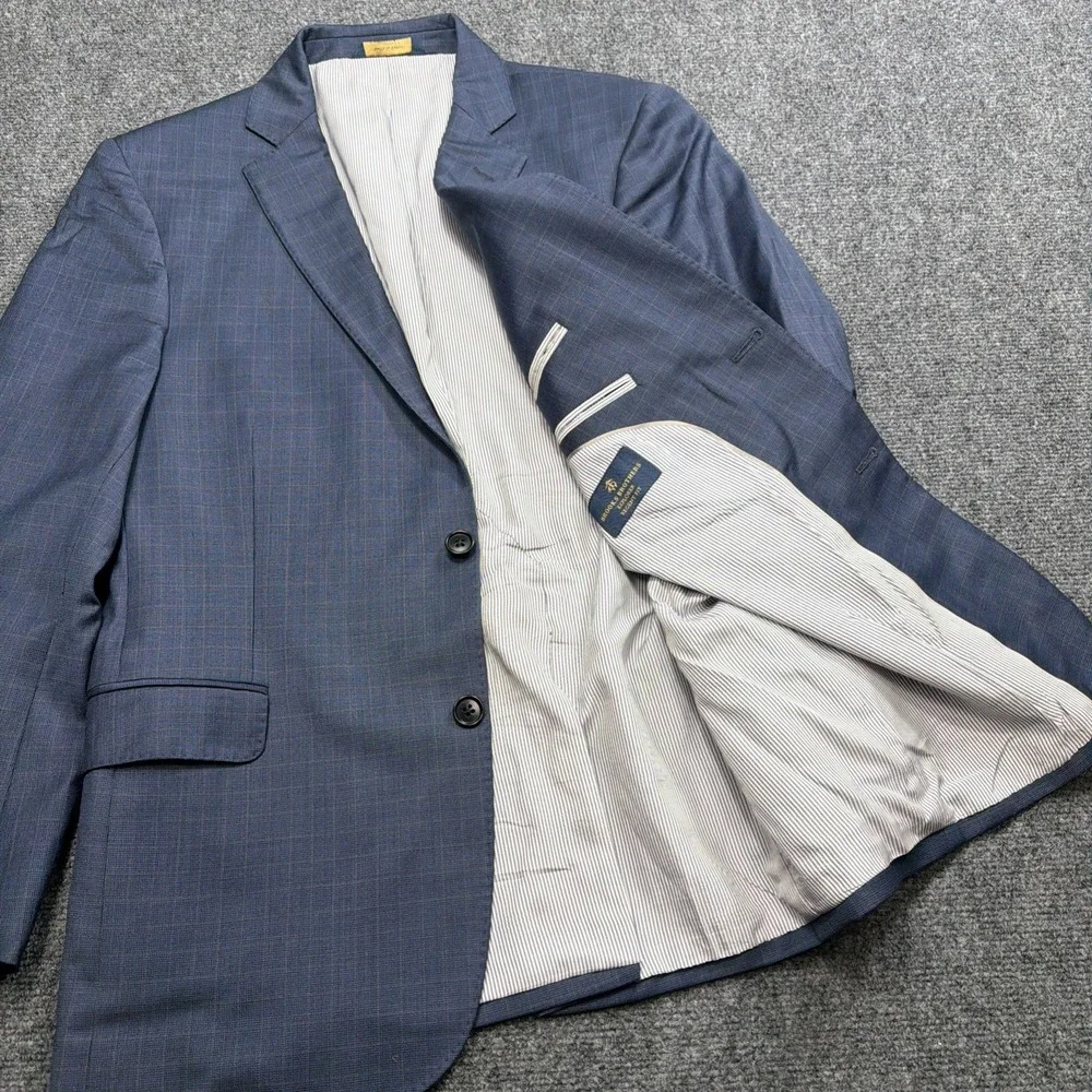 Brooks Brothers Blazer Mens 40S Short Blue Check Patterned Explorer Regent Fit